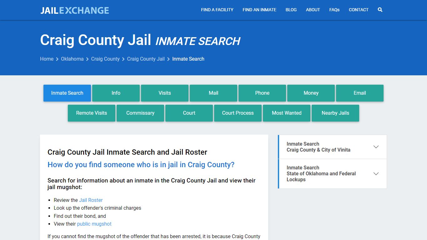Inmate Search: Roster & Mugshots - Craig County Jail, OK