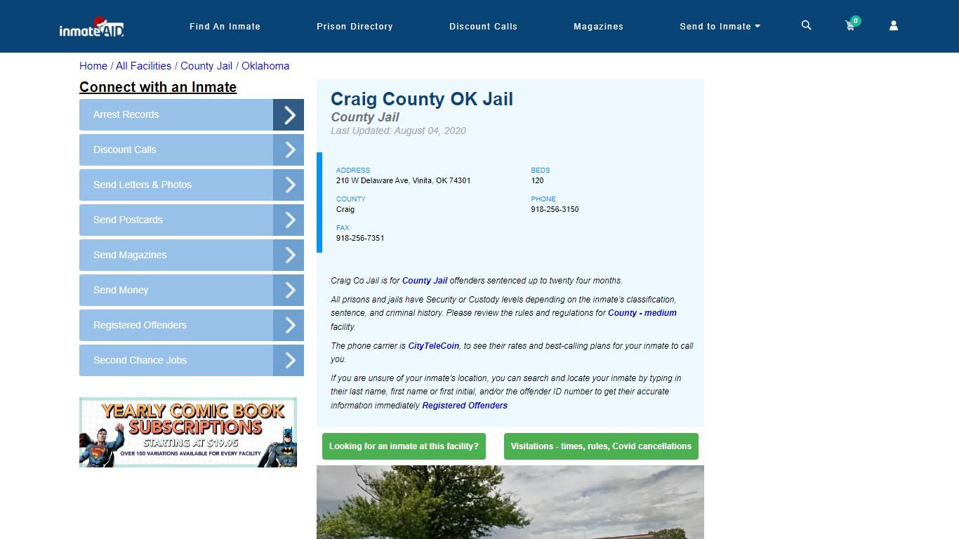Craig County OK Jail - Inmate Locator - Vinita, OK